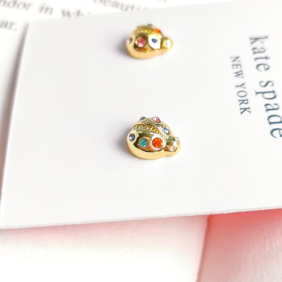 NEW KATE SPADE Nature Walk Ladybug Gold Multicolor Stud Earrings - Picture 2 of 3
